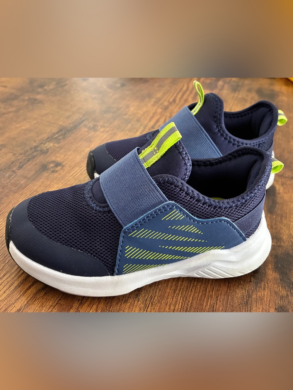 Kids Navy and Lime Slip-On Athletic Shoes